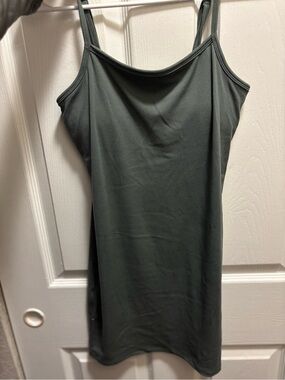 Green Ribbed Slip Dress